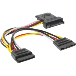 INLINE SATA Stromadapterkabel, SATA Stecker / Buchse, an 2x SATA Stecker, 0,15m