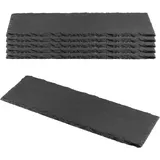 CHEUKYIU 6 Stück 30x10 cm Schwarz Schiefer, Naturschiefer Schieferplatte Servierplatte, Rechteckige Schieferplatte für Steak Vorspeise Sushi