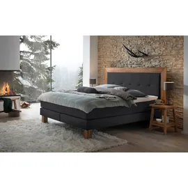Hasena Boxspringbett 140-180 cm Braun / Anthrazit, Liegefläche:140 x 200 cm, Topper:Agrea-Topper