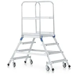 Podesttreppe 5 Stufen, fahrbar Plattform B600mm L800mm, Stufe T200mm