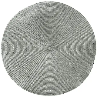 Kaemingk Platzset, Tischset rund 38cm Kunststoff 1 Stück Silber rot|silberfarben