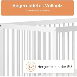 Kids Collective Babybett Kinderbett Gitterbett 60x120 und 70x140 cm mit Matratze höhenverstellbarer Lattenrost & herausnehmbare Sprossen stabiles ... | weiß