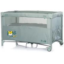Chipolino Reisebett, Relax 2 Ebenen, Vorderseite absenkbar, Seiteneingang, Tasche grün Kunststoff, 60x120 cm, Babymöbel, Babybetten, Reisebetten
