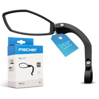 Fischer Fahrradspiegel Plus, konvexes Echtglas, 360° drehbar, schwarz