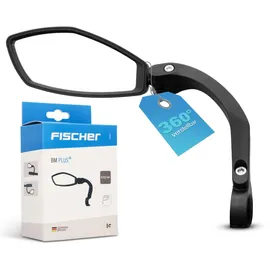 Fischer Fahrradspiegel Plus, konvexes Echtglas, 360° drehbar, schwarz
