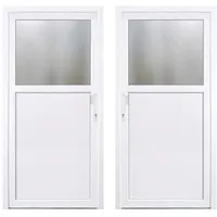 HORI® Kellertür Haustür aus Kunststoff Nebeneingangstür Komplettset Hauseingangstür weiß/anthrazit I Farbe: weiß I DIN links I Modell: Knauff I 198 x 98 cm