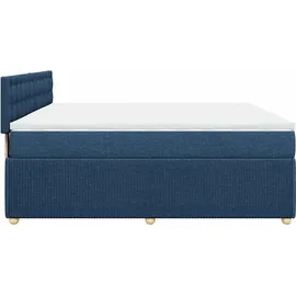 vidaXL Boxspringbett mit Matratze Blau 180x200 cm Stoff