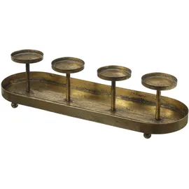 MARELIDA Kerzenständer Advent Kerzenhalter Kerzentablettt Adventskranz gold