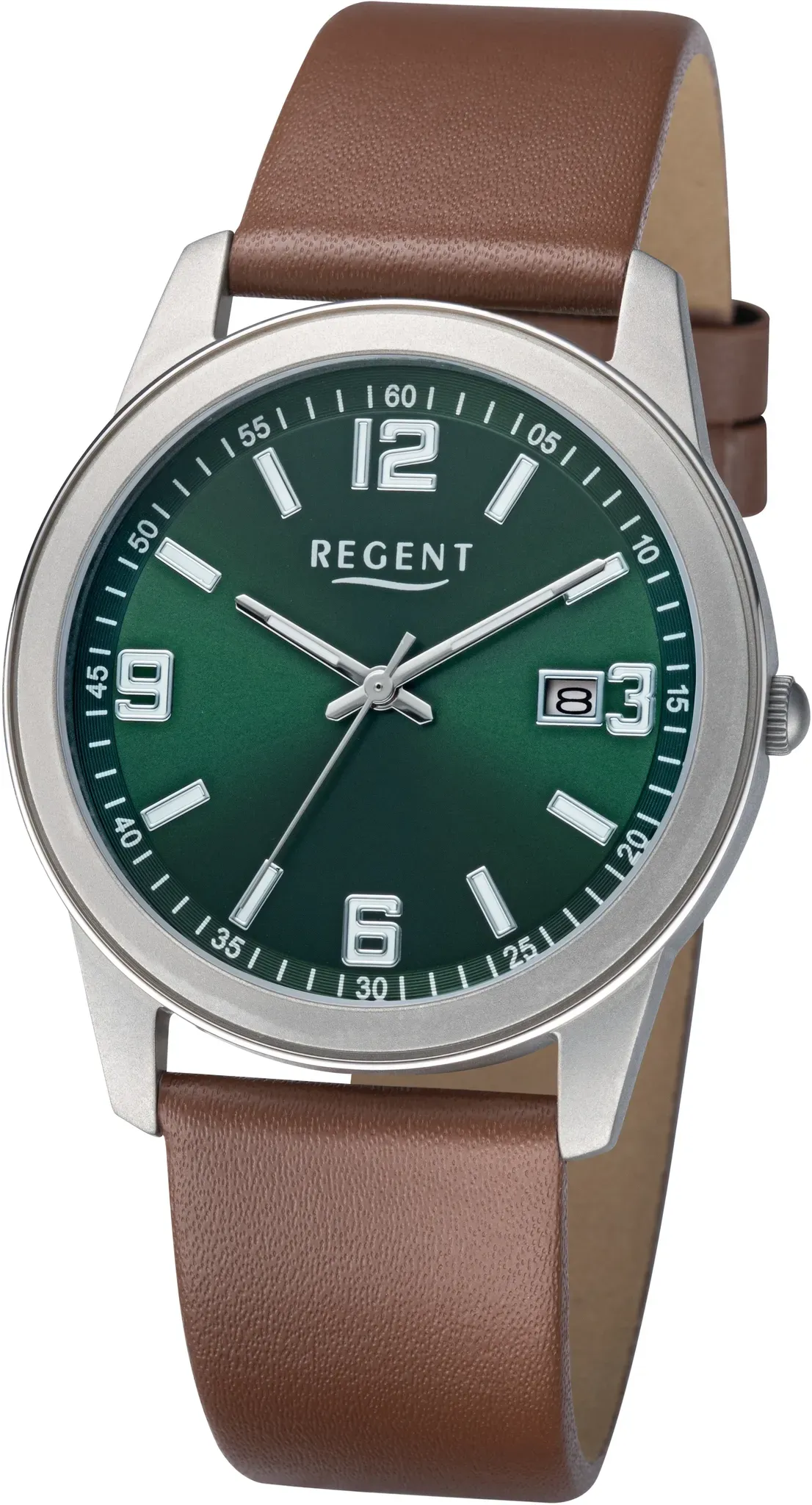 Titanuhr REGENT, braun, Armbanduhren, Herren, Quarzuhr, Armbanduhr, Damenuhr, Herrenuhr, Lederarmband, analog, Tag