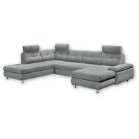 ed exciting design Wohnlandschaft ALBA U-Form, mit Bettfunktion, Bettkasten, Armteilverstellung grau