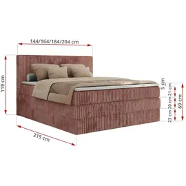 MKS Meble Tiliano King 180 x 200 cm H3 Rosa