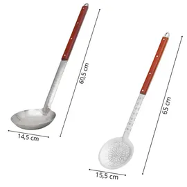 4big.fun Uchag 2mm Stahl Utschak 22L Kazan Grillfächer Schaumkelle Suppenkelle Utschak Utschag Kasan Feldküche Außenküche Eintopfofen Gula...