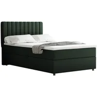 Homesy Boxbett, Grün, Holz, Mode, H3, 120x200 EVEREST, mit Topper, mit Bettkästen, Einzelbett, Dunkelgrün, Panda Möbel - dunkelgrün