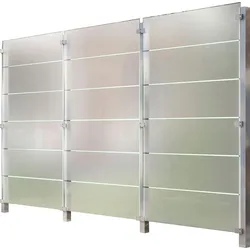 Zaun STAKET PRO, silber (silberfarben), Pfosten: 4 St., Edelstahl, Glas, Zaunelemente, Glaszaun, Gesamtlänge: 3,225 m, 4 Pfosten
