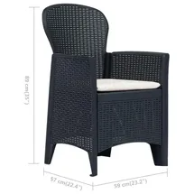 vidaXL Rattan Kunststoff Set 3-tlg. anthrazit/optik