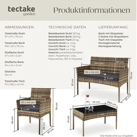 Tectake tectake® Rattan Gartenset Palese für 4 Personen