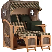 Mr. Deko Strandkorb Düne Bullauge Teak PE Grey Dessin 506