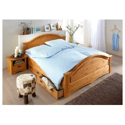 Massivholzbett »Konrad, hohe Belastbarkeit! FSC® zertifiziertes Massivholz«, (Breite/Belastbarkeit 180cm/220 KG, 140cm/180 KG), aus massivem Kiefernholz, FSC®-zertifiziert, INKLUSIVE Rollrost, natur, , 407181-0