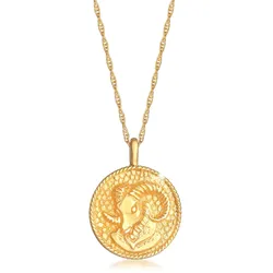 Elli Kette mit Anhänger »Halskette Sternzeichen Widder Astro Münze Antik 925 Silber« Elli Gold 45