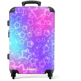 NoBoringSuitcases.com Kinderkoffer Mädchen, Hartschalenkoffer Groß, Koffer Kinder, TSA, Koffer Mädchen, Kinder Reisekoffer Groß, Koffer Mittelgroß (Sternenmuster - Lila-Rosa, 67 cm - 72 L)