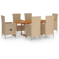 vidaXL 7-tlg Garten-Essgruppe Poly Rattan Beige