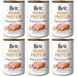 BRIT Mono Protein Turkey & Sweet Potato 6x400 g Monoprotein-Nahrung Pute und Süßkartoffel