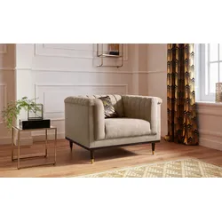 Sessel "Chamby", beige, B:100cm H:71cm T:85cm, Luxus-Microfaser Lederoptik (100% Polyester), Scheuertouren: 40.000, Pilling: 4, Samtoptik (100% Polyester), Scheuertouren >100.000, Pilling: 5, GUIDO MARIA KRETSCHMER HOME & LIVING, Sessel, Einzelsessel Loungesessel, mit Holzrahmen unten und Steppung im Lehnenbereich