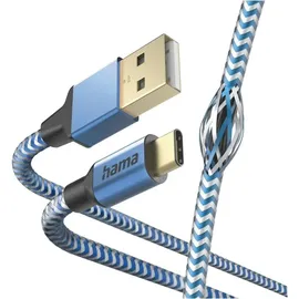 Hama Ladekabel Reflective USB-A USB-C 1,5 m Blau