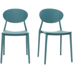 Chaises design empilables bleu canard intérieur - extérieur (lot de 2) ANNA