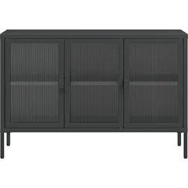 vidaXL Sideboard Schwarz 105x35x70 cm Glas und Stahl