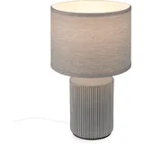 Briloner Tischlampe mit Stoffschirm, Keramikfuß, Lampe, Nachttischlampe, Tischleuchte, Dekolampe Flur, Bürolampe, Leselampe, Wohnzimmer, Schlafzimmer, 22x37,5 cm (DxH), Grau