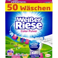 Weißer Riese Color Pulver, Colorwaschmittel, 50 Waschladungen, extra stark gegen Flecken und für hygienisch reine Wäsche