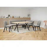 OTTO home Eckbankgruppe OTTO HOME "Aretha Essecke, Sitzgruppe, Eckbank, Küchenbank", grau (antarctica, schwarz), B:215cm H:87cm T:150cm, 90% PES, 5% Nylon, 5% Rayon, Sitzmöbel-Sets, Eckbankgruppe, Esszimmer Sitzgruppe, Tisch, Stühle und Bank gepolstert, 