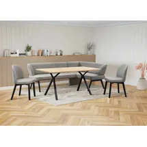 OTTO home Eckbankgruppe OTTO HOME "Aretha Essecke, Sitzgruppe, Eckbank, Küchenbank", grau (antarctica, schwarz), B:215cm H:87cm T:150cm, 90% PES, 5% Nylon, 5% Rayon, Sitzmöbel-Sets, Eckbankgruppe, Esszimmer Sitzgruppe, Tisch, Stühle und Bank gepolstert, 