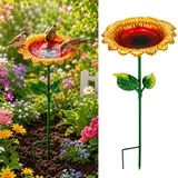 Vogeltränke Stehend,Blumenform Fütterungsschale,Vogeltränke Winterfest Gartenstecker,Vogelbad Garten Stehend,Wassertränke für Vögel,Vogelbad Futterstation,für Wildvögel Frostfest Garten