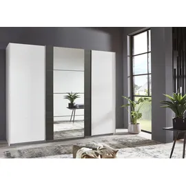 WIMEX Schwebetürenschrank WIMEX "Bern Schiebetürenschrank TOPSELLER", weiß (weiß, raw steel, alu), B:313cm H:210cm T:64cm, Spanplatte, Schränke, Schwebetürenschrank, Schrank mit zusätzlicher Innenausstattung, Garderobe