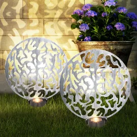 GLOBO Solarleuchte Metall 30x10x41 cm 2x LED warmweiß silber antik
