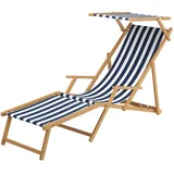 Erst-Holz Sonnenliege 200 x 60 x 80 cm Blau-Weiß