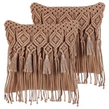 Beliani BAMIAN Dekokissen 45 x 45 cm Braun