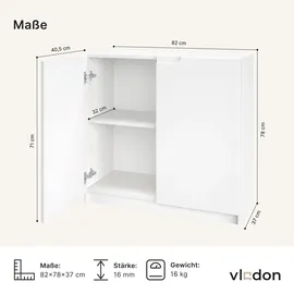 Vladon Logan 82 x 78 x 37 cm Schwarz matt / Eiche Natur