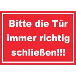 HB-Druck Schild Bitte die Tür immer richtig weiss-rot A1 (594x841mm)