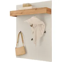 furn.design Garderobenpaneel weiß und Wotan Eiche Wandgarderobe 100 x 135 cm Center in