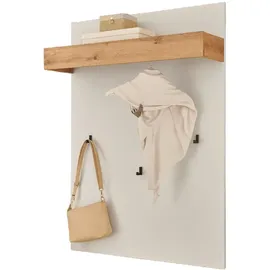 furn.design Garderobenpaneel weiß und Wotan Eiche Wandgarderobe 100 x 135 cm Center in