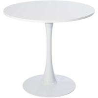 MEUBLE COSY Esstisch Rund Küchentisch Esszimmertisch für 2-4 Personen Tisch Stahlgestell, Weiß, 80x80x73cm