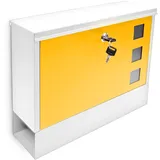 Relaxdays Briefkasten weiß/gelb inkl. Zeitungsfach