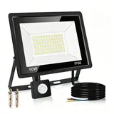 LED Strahler mit Bewegungsmelder Außen 50W, 6500K Kaltweiß Aussenstrahler mit Bewegungsmelder, Superhell 4500LM LED Scheinwerfer Außen, IP66 Wasserdichter Fluter für Garten, Garage, Innenhöfe