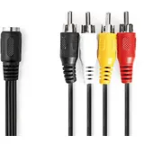 Nedis CAGL20475BK02 | Audio Kabel, 4x Cinch Stecker auf 5-pol DIN 5-Pin 4 x RCA Schwarz