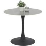 Hela Boxxx Esstisch grau Schwarz, Stein, Marmoroptik, rund, Säule, Bodenplatte, 90x76x90 cm, robuste Steinplatte, verschiedene Steinfarben, Pflegeleicht