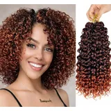 Gogo Curl Braid Hair - Haarverlängerungen zum Flechten mit Crochet im Echthaar-Look Kanekalon - 270 g 120 Strähnen auf 6 Stück + Duschhaube, schmuck und Crochet inklusive (T350, 8" 20cm)