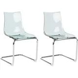 Beliani Esszimmerstuhl 2er Set Transparent schwarz Freischwinger MARSHALL